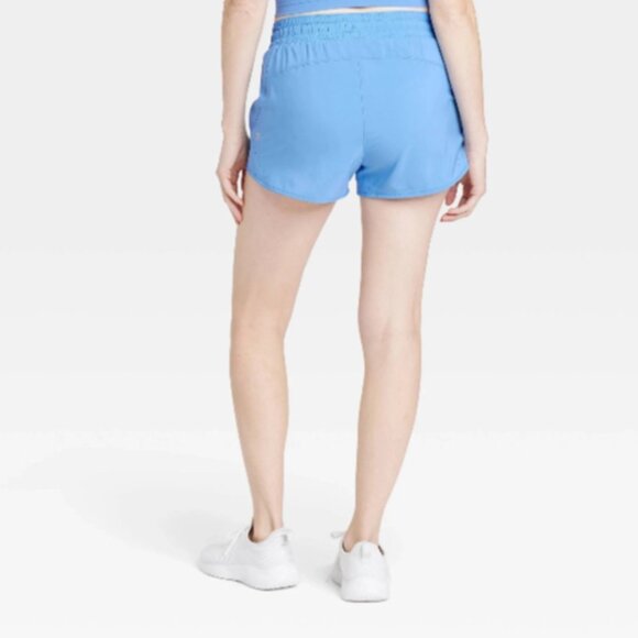 NWT All In Motion Women XL Blue Denim Woven Mid-Rise Elastic Waist Run Shorts 3 - Picture 3 of 14